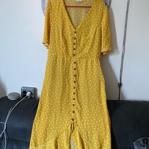 Beautiful yellow with white  dots dress